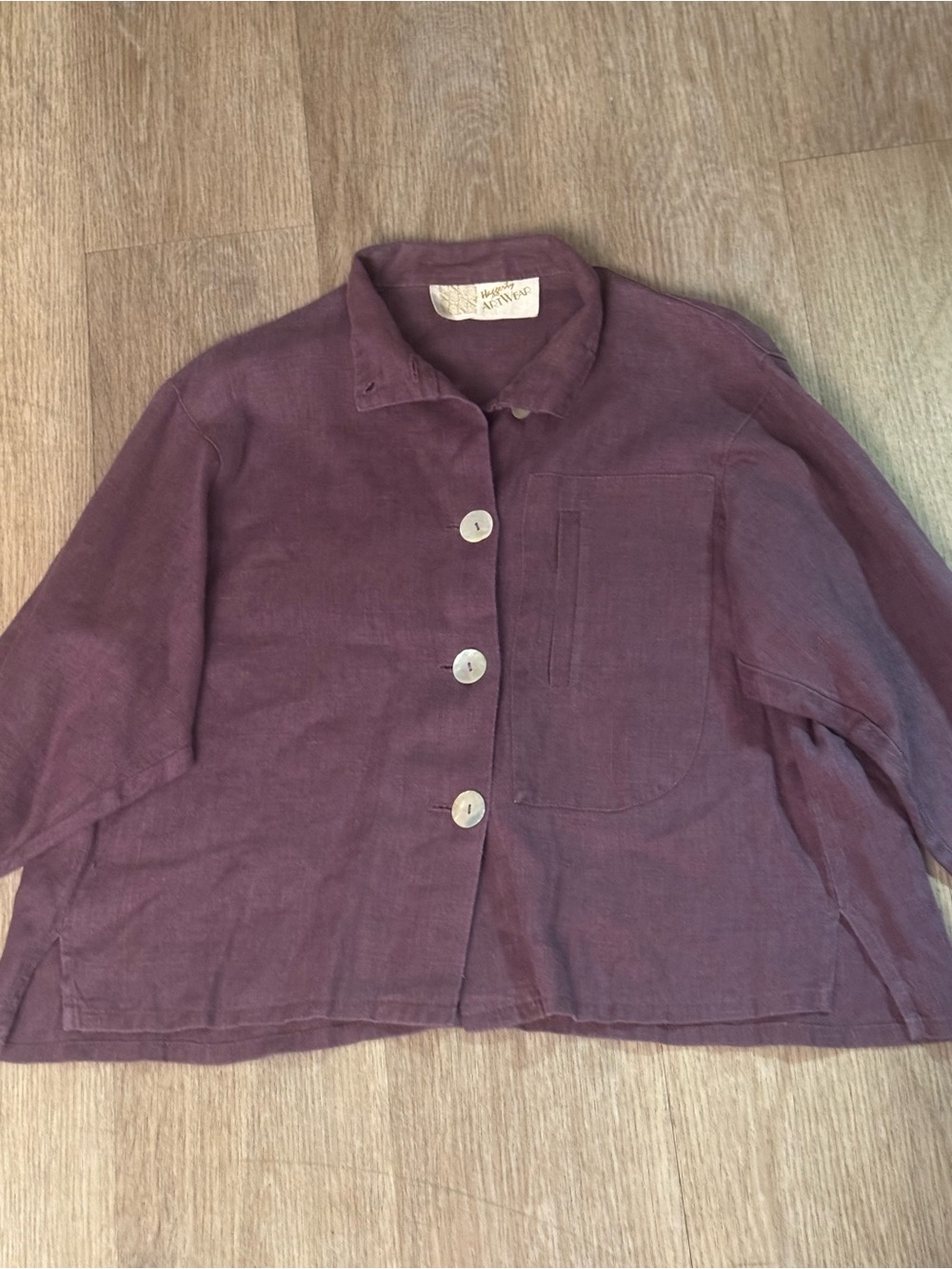 Vintage Haggerty ArtWear Purple Linen Oversized Shacket Blouse Boxy Lagenlook M